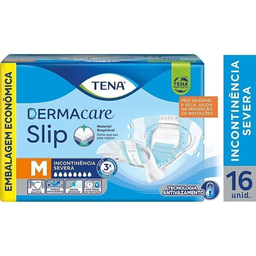 Fralda Geriátrica Unissex Tena Dermacare Slip M - 16 Unidades