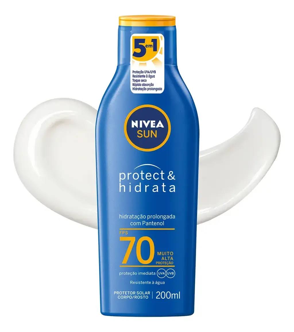Protetor Solar Facial E Corporal Nivea Sun Fps 70 Protect & Hidrata 200ml